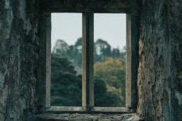 closed gray framed window